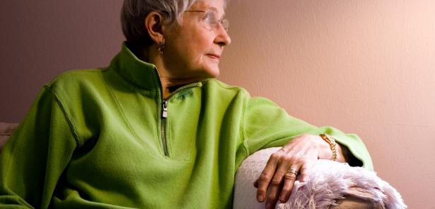 Senior on couch