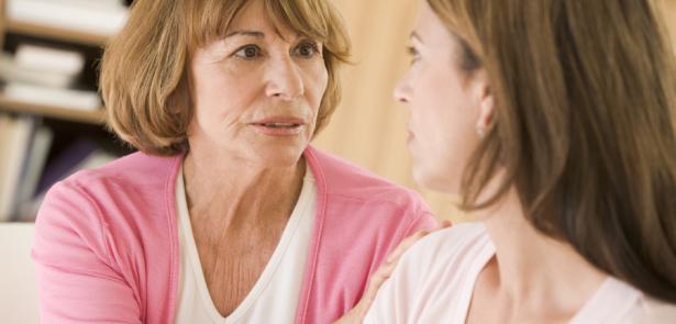 two women talking