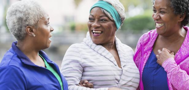 senior black women laughing together