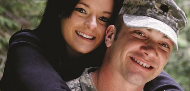 military couple smiling