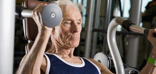 senior lifting weights small