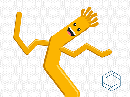 Image of bending yellow guy